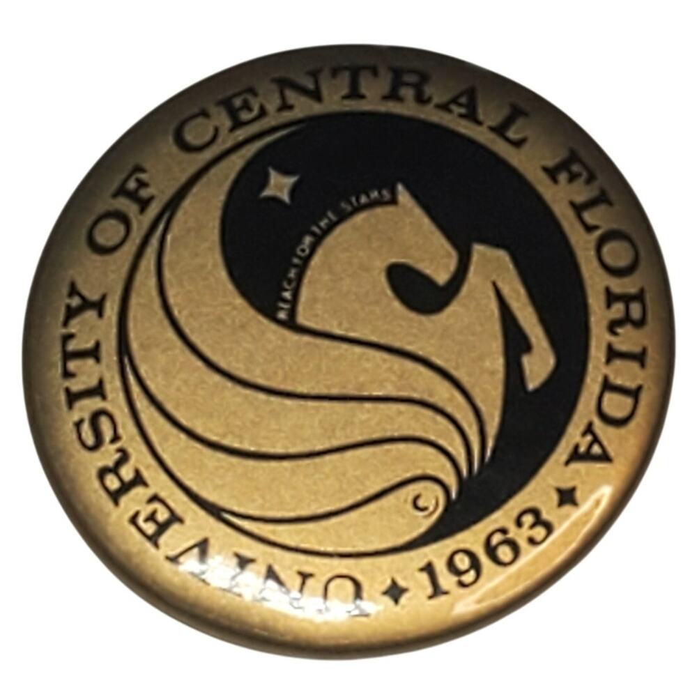 1963 University of Central FL Button Pin 2.5" Vintage